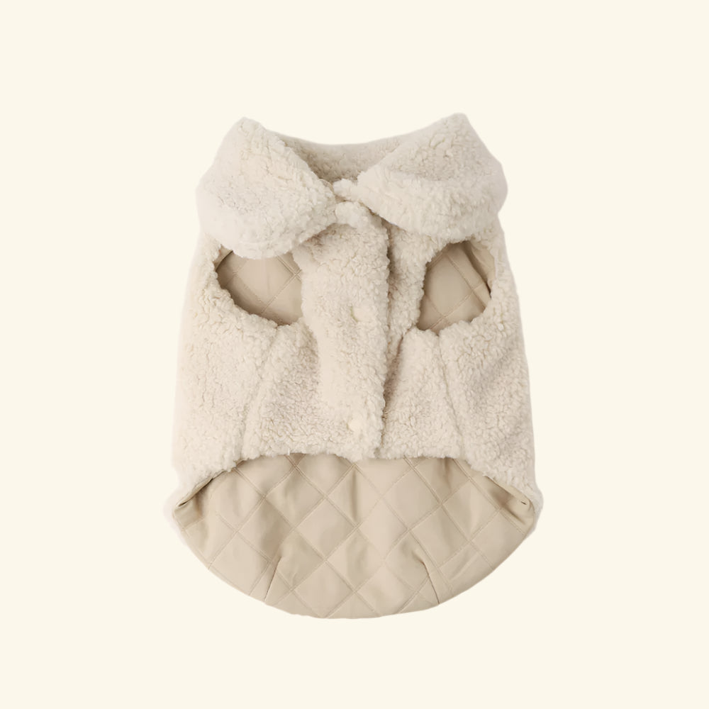 Beige Reversible Quilted Boa Vest