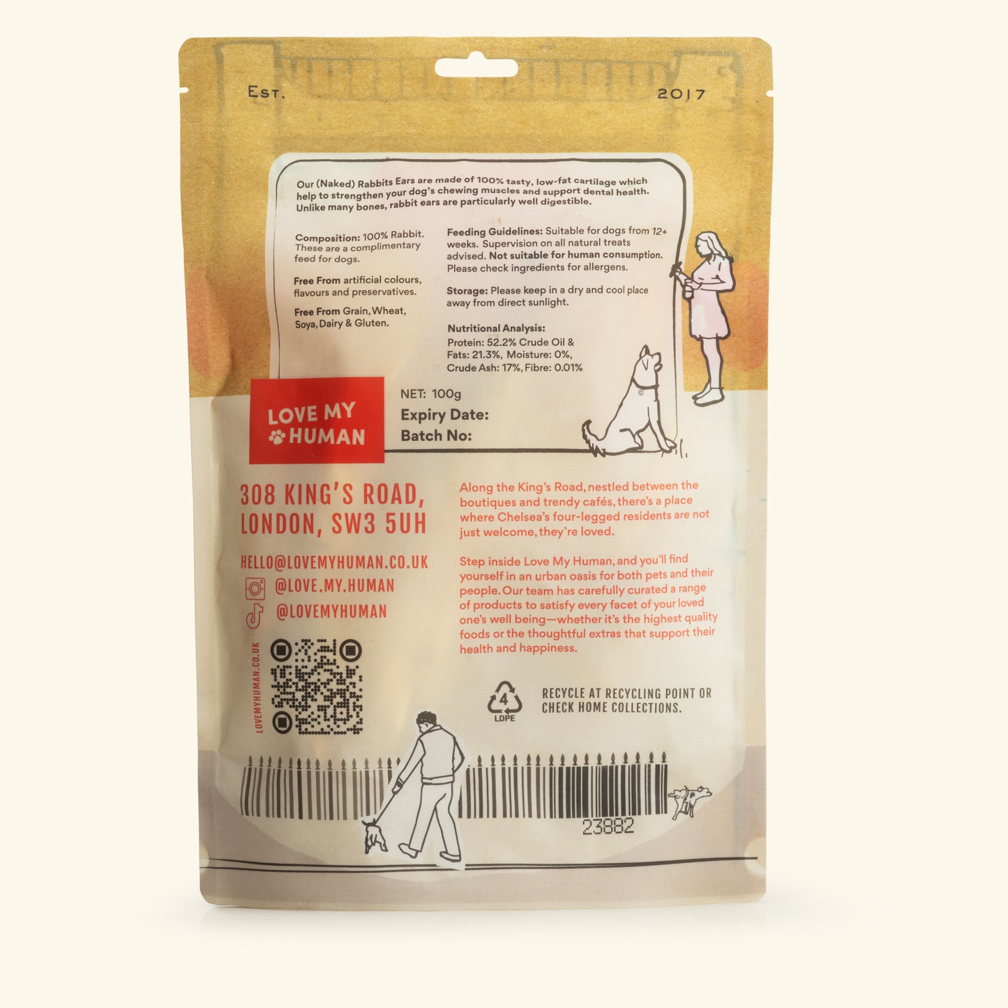 Natural Rabbit Ears - Love My Human