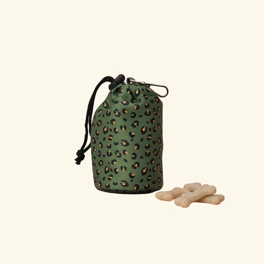 Khaki Leopard Drawstring Treat Pouch