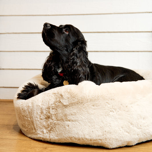 White Faux Fur Cushion Beds - Love My Human