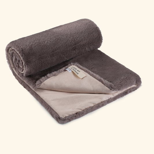Soft Grey Faux Fur Blanket - Love My Human