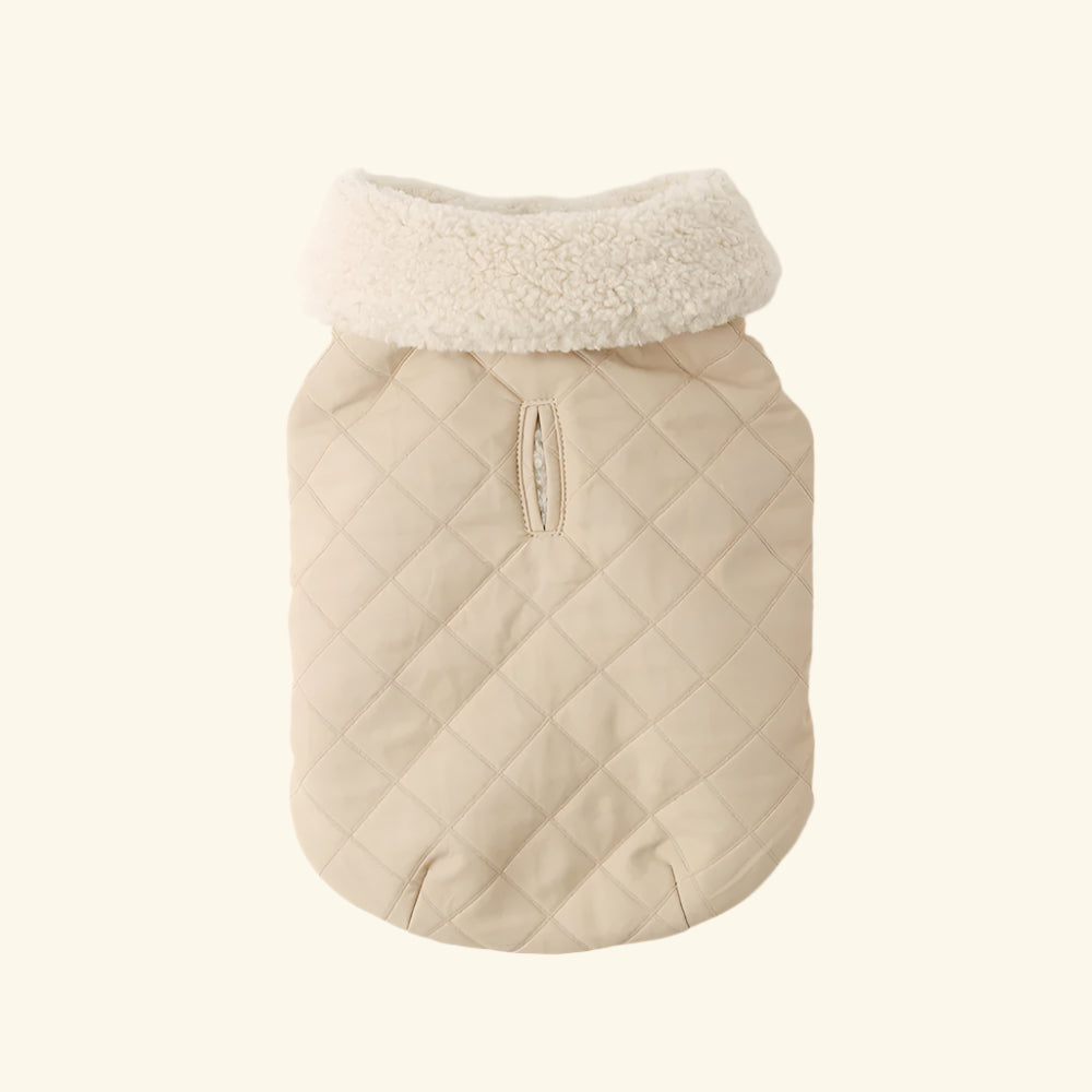 Beige Reversible Quilted Boa Vest