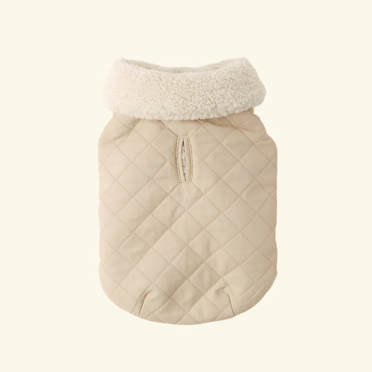 Beige Reversible Quilted Boa Vest