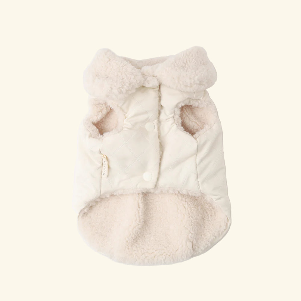 Ivory Reversible Quilted Boa Vest