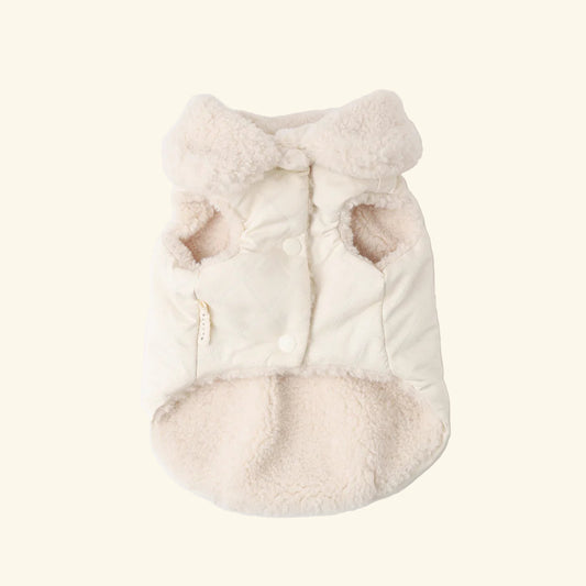 Ivory Reversible Quilted Boa Vest