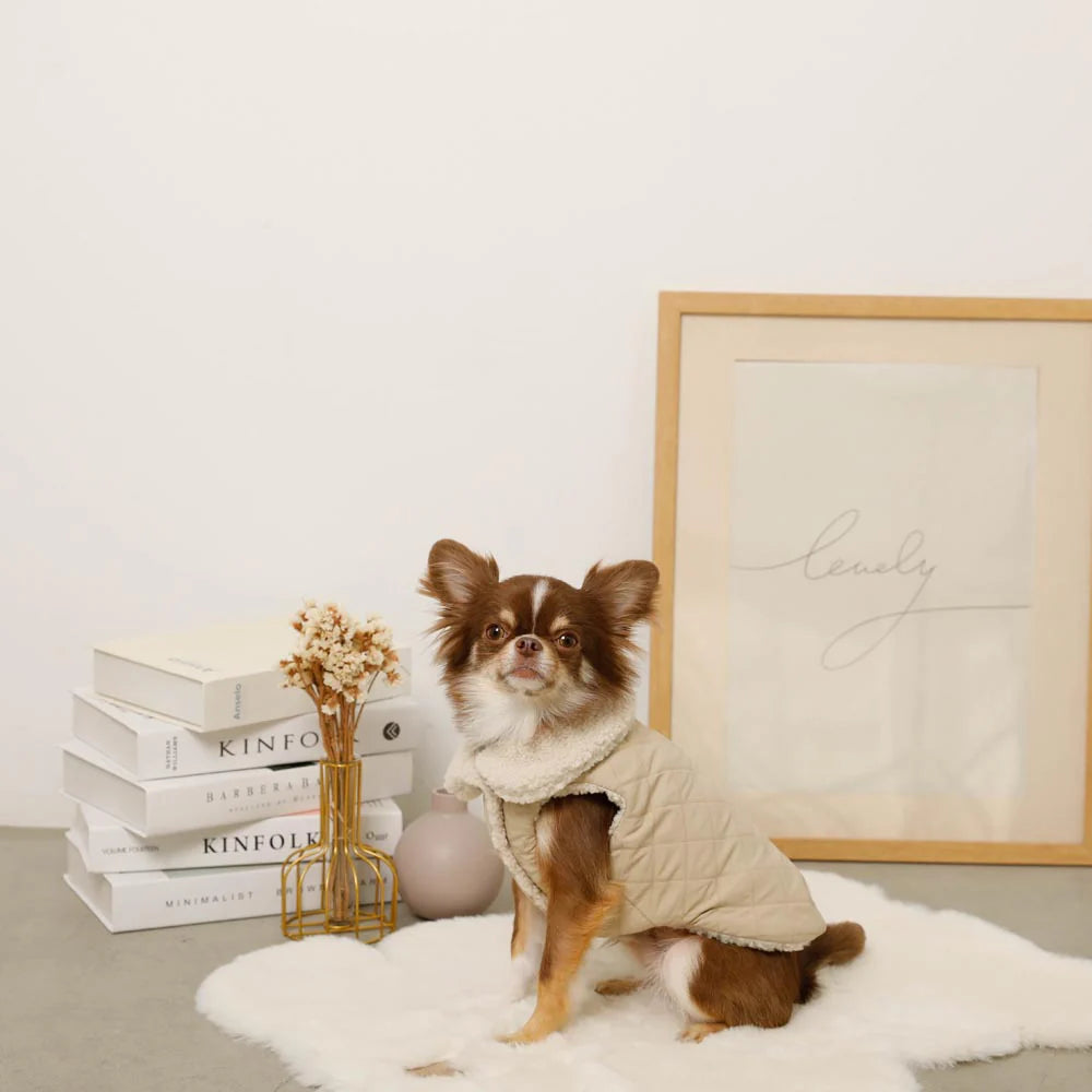 Ivory Reversible Quilted Boa Vest