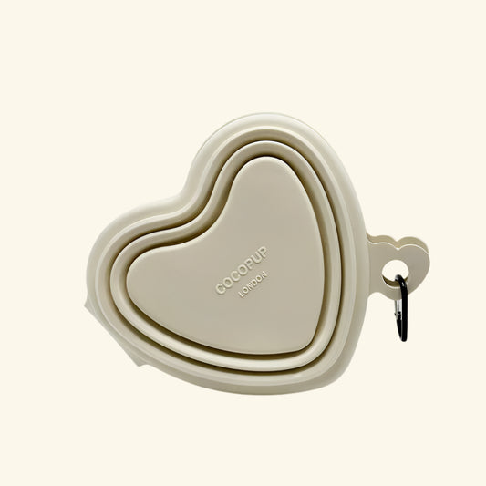 Cream Heart Collapsible Bowl