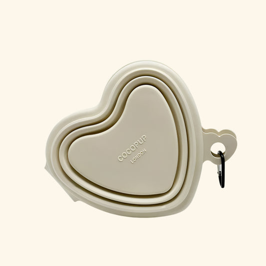 Cream Heart Collapsible Bowl